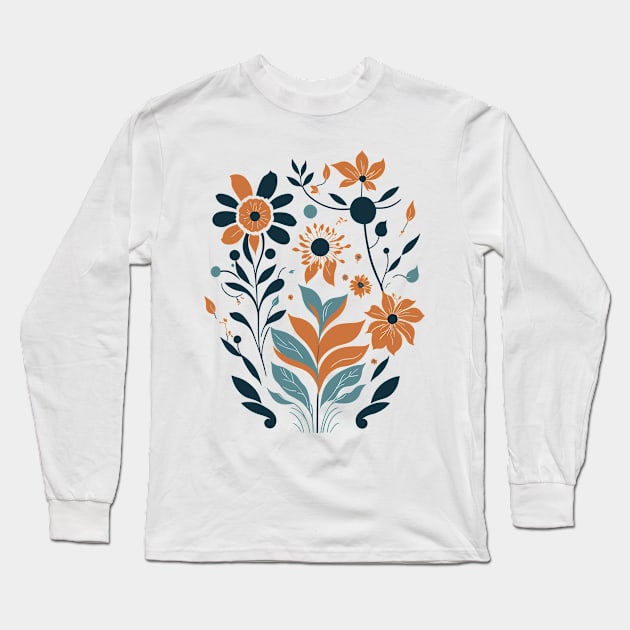 Bohemian Style Floral Geometric Shapes Long Sleeve T-Shirt by ElMass